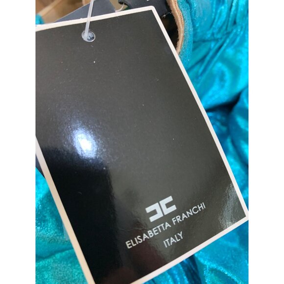 Elizabetta Franchi Metallic Blue Strapless Mini Dress EU 42 US 6 S Club 7030 - Picture 7 of 14